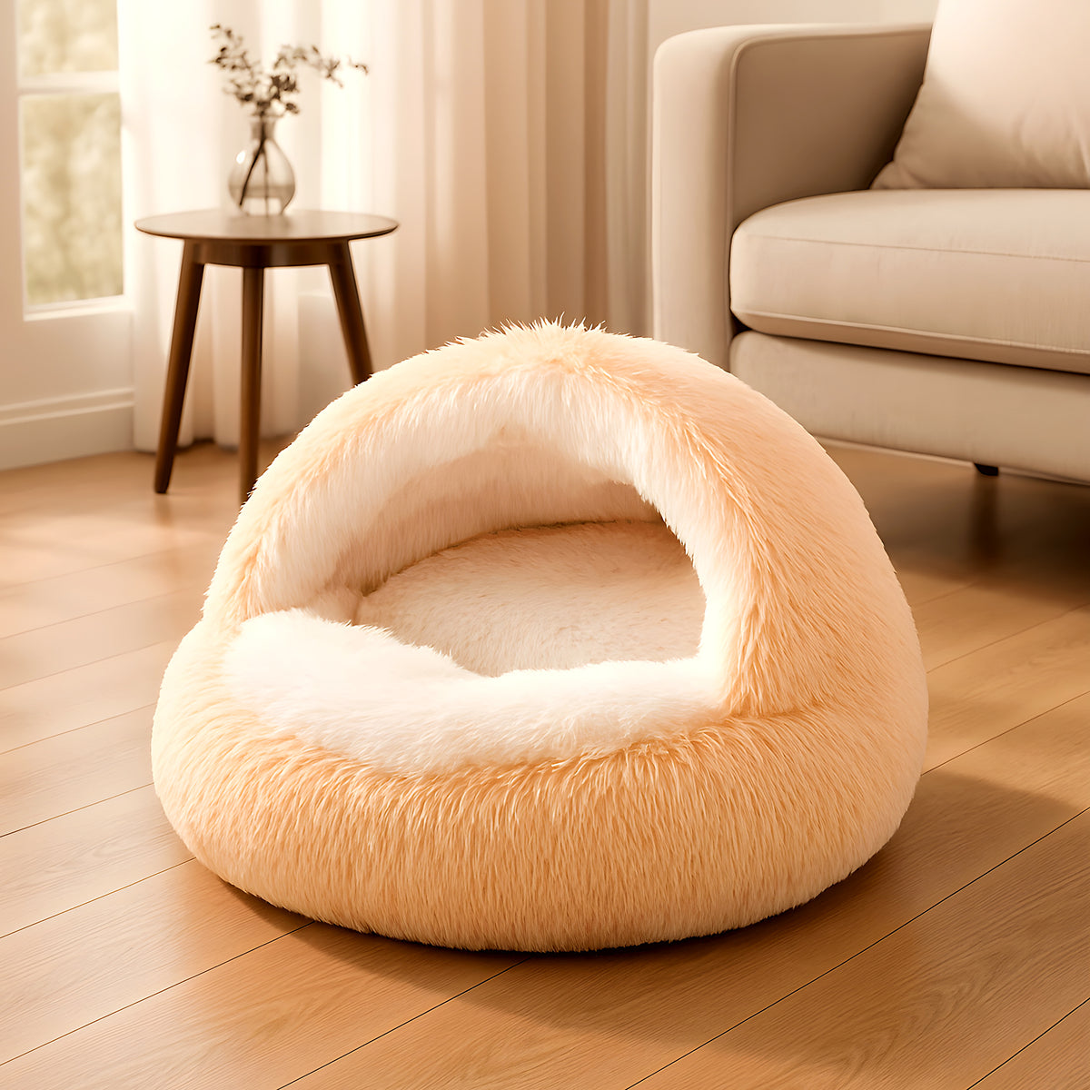 Coussin rond anti-stress en peluche, 4 coloris chauds