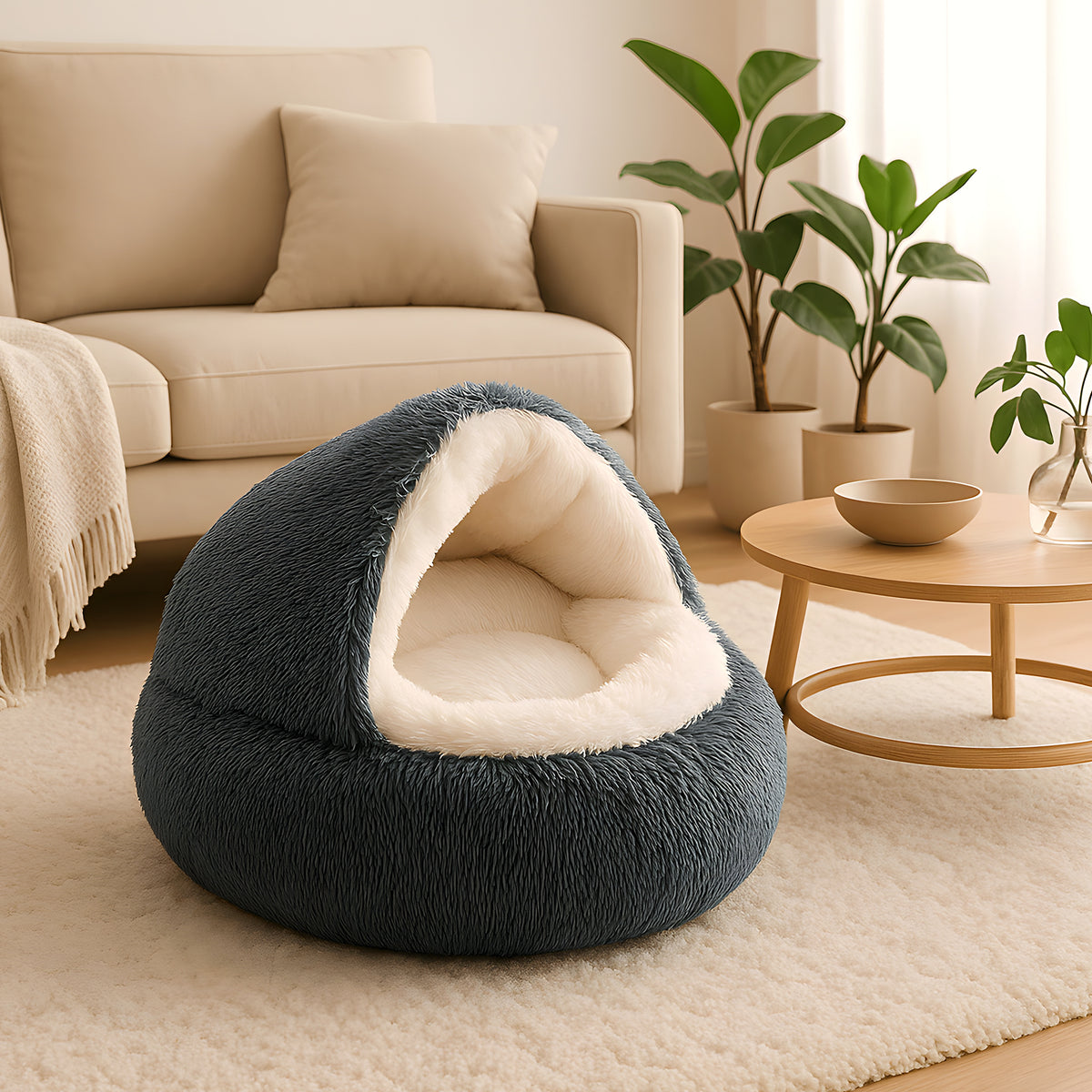 Coussin rond anti-stress en peluche, 4 coloris chauds