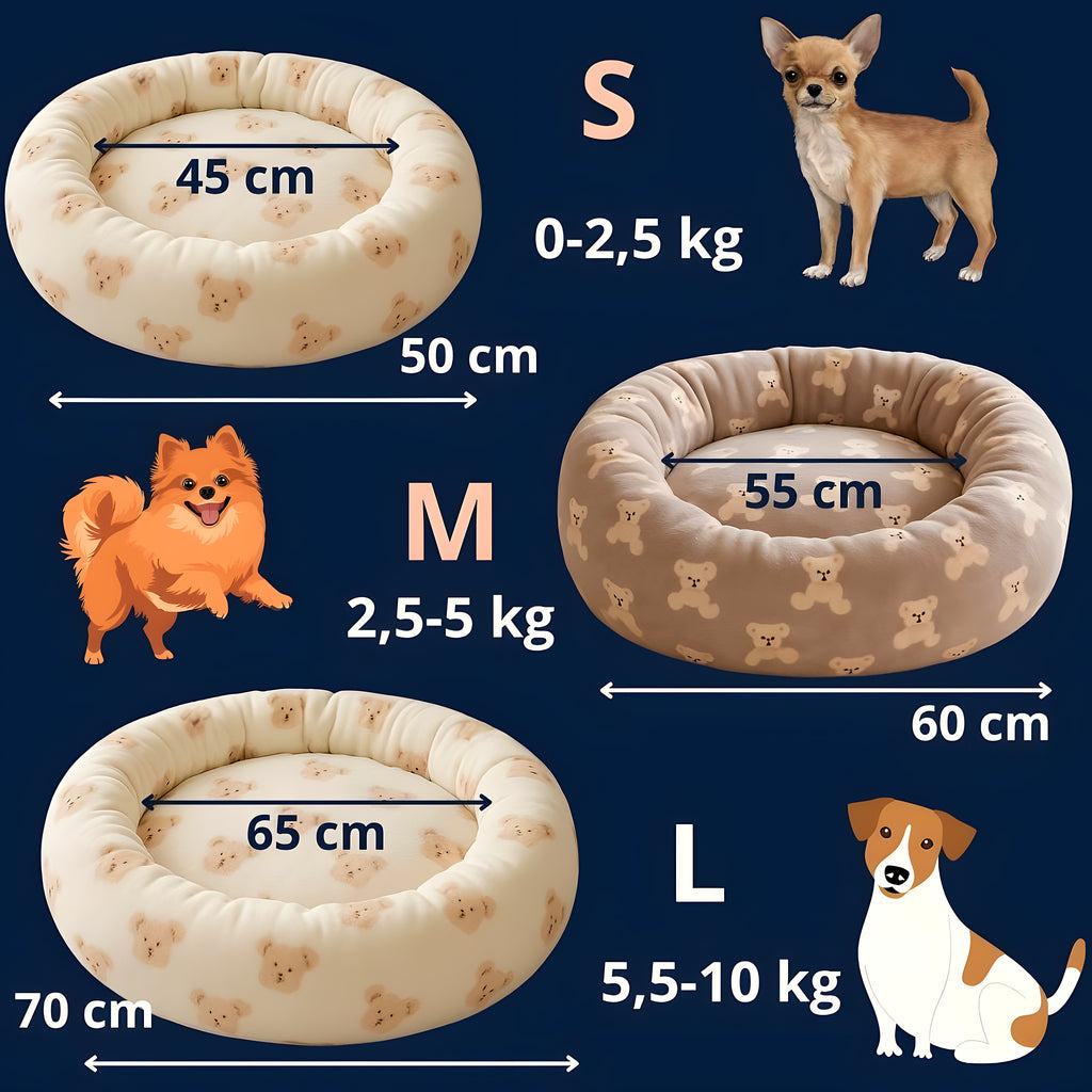 Coussin rond écologique 100 % coton pour petit chien