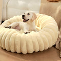 Coussin rond en peluche hypoallergénique pour chien, S à XL