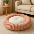 Coussin rond en velours côtelé certifié OEKO-TEX pour chien