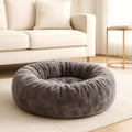 Coussin rond épais en velours à bords surélevés pour chien