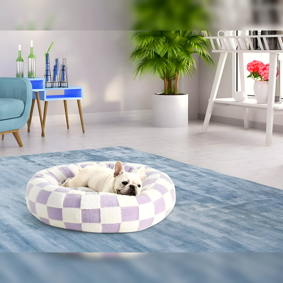 Coussin rond moelleux en coton pour chien, 5 motifs