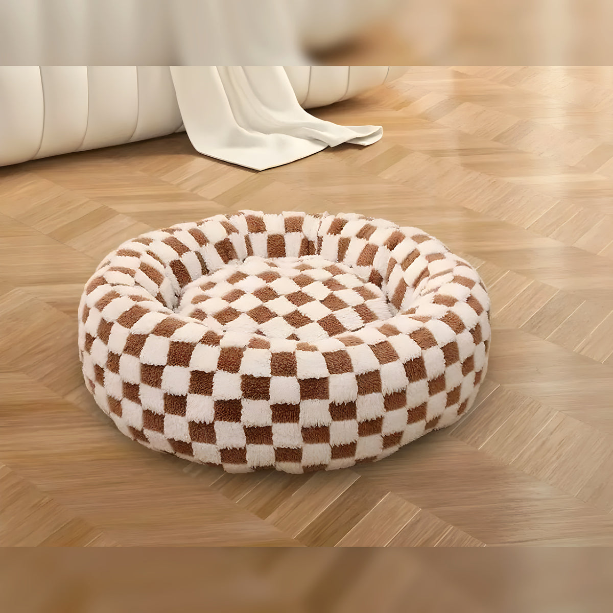 Coussin rond moelleux en coton pour chien, 5 motifs