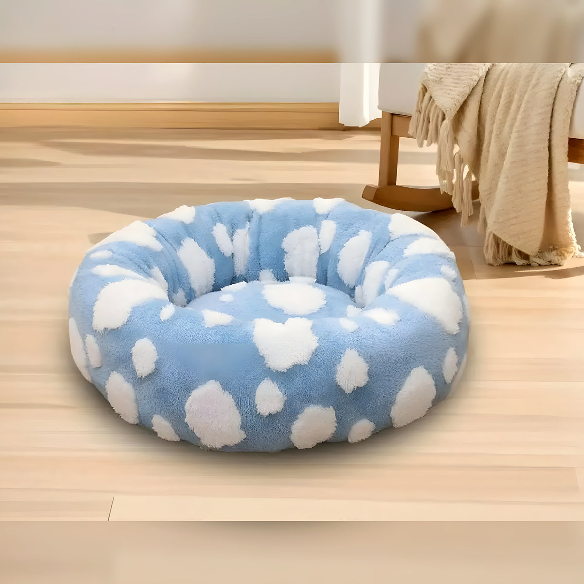 Coussin rond moelleux en coton pour chien, 5 motifs