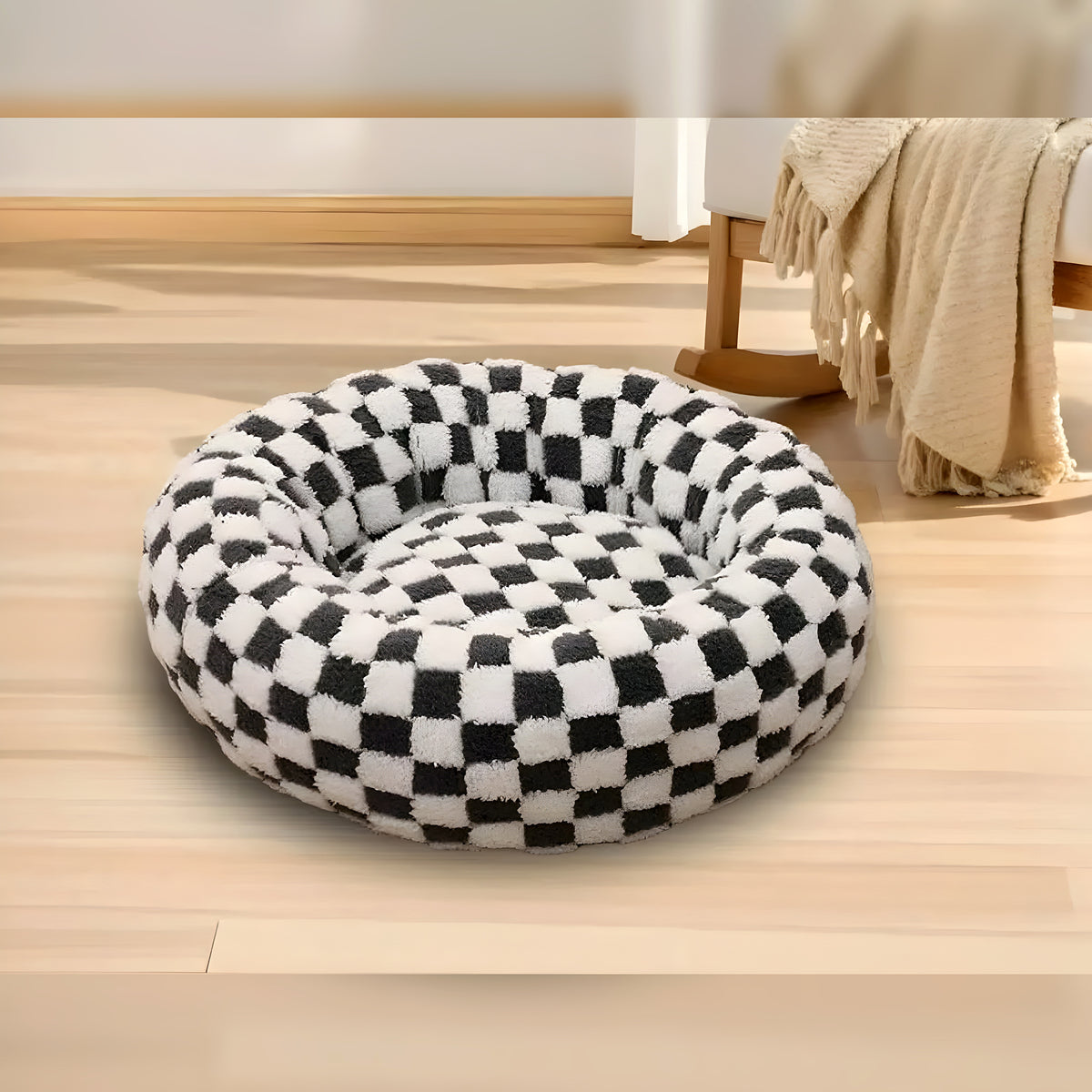Coussin rond moelleux en coton pour chien, 5 motifs