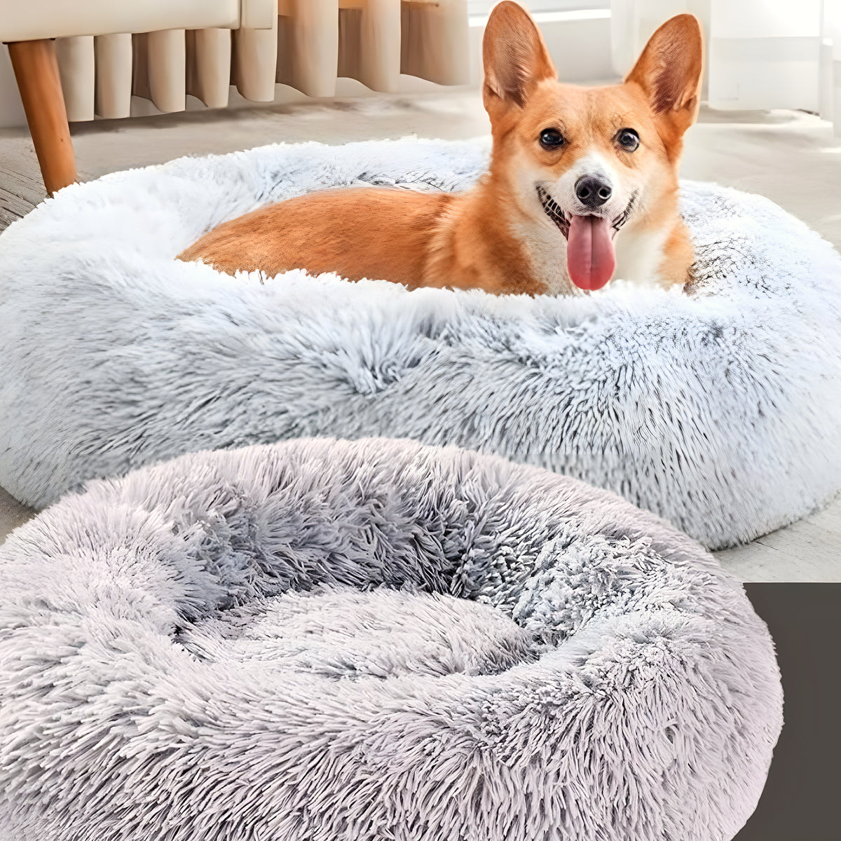 Coussin rond respirant anti-odeurs pour chien, Ø50 à 100 cm