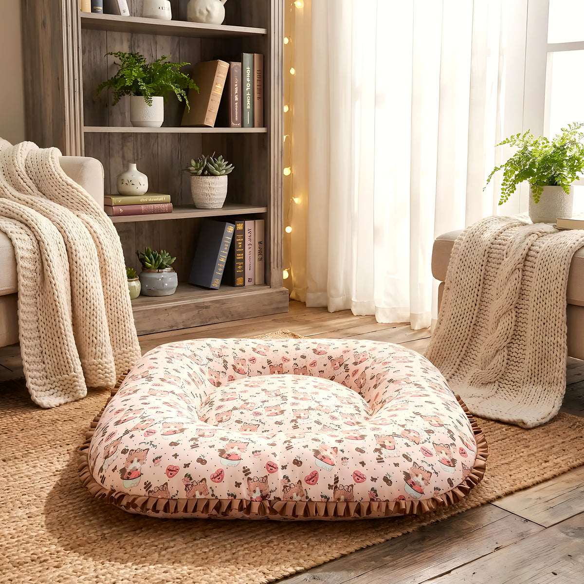 Coussin rond sécurisant pour petit chien, 3 tailles