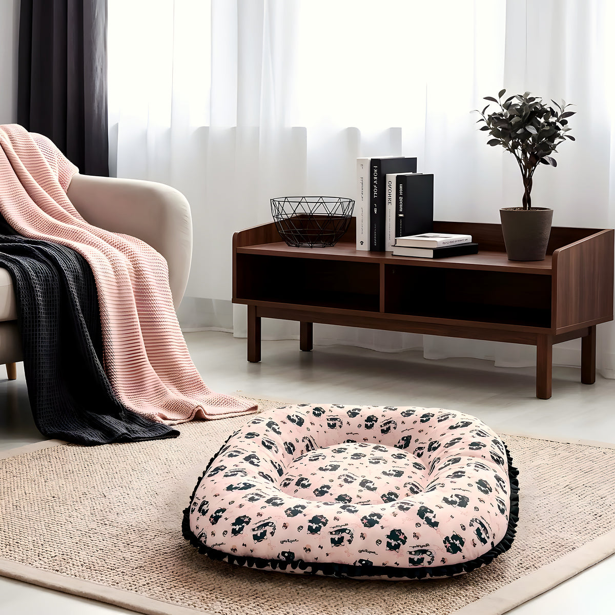 Coussin rond sécurisant pour petit chien, 3 tailles