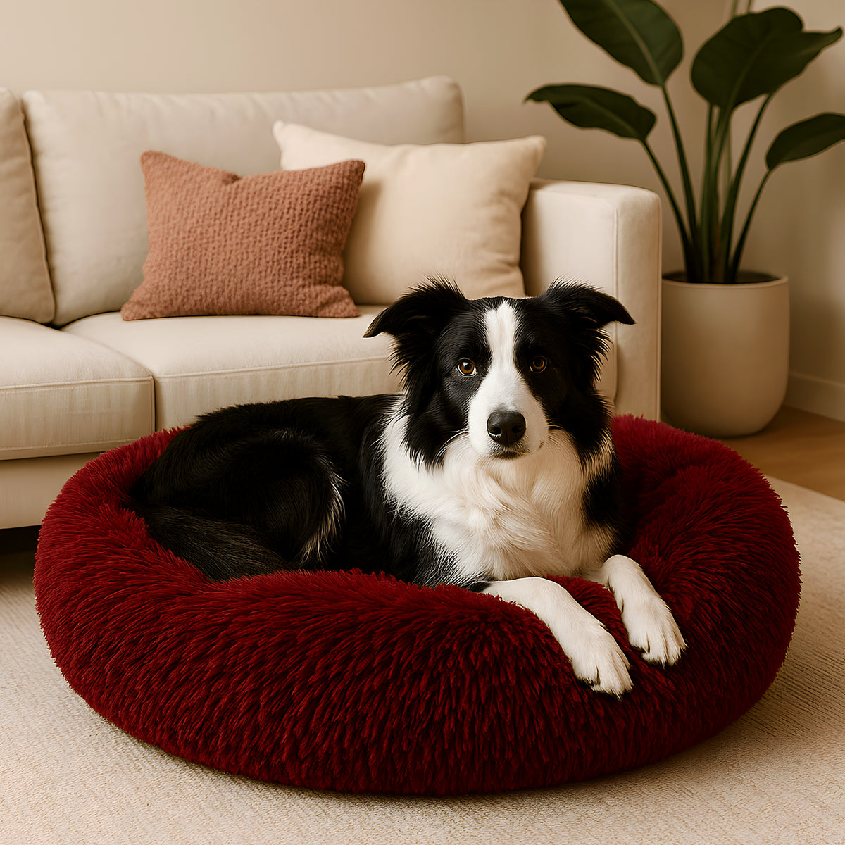 Coussin XL 100 cm en peluche pour chien, 4 coloris