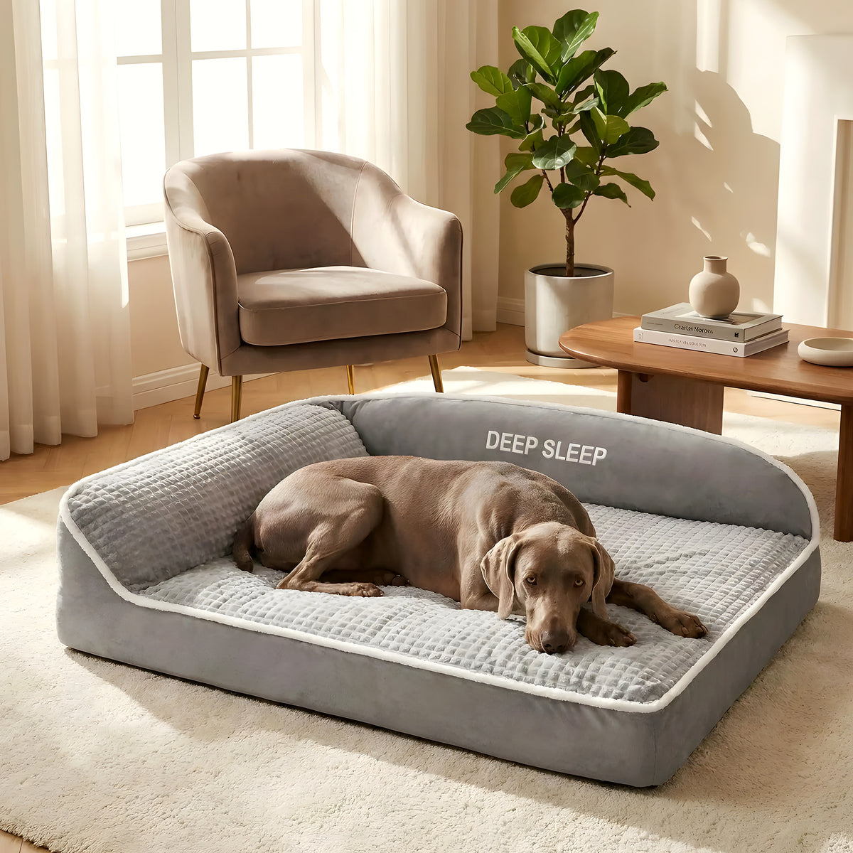 Coussin XXL en velours côtelé imperméable pour chien