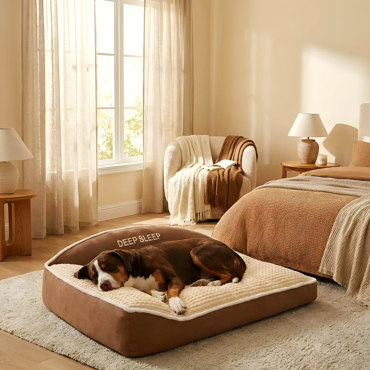 Coussin XXL en velours côtelé imperméable pour chien