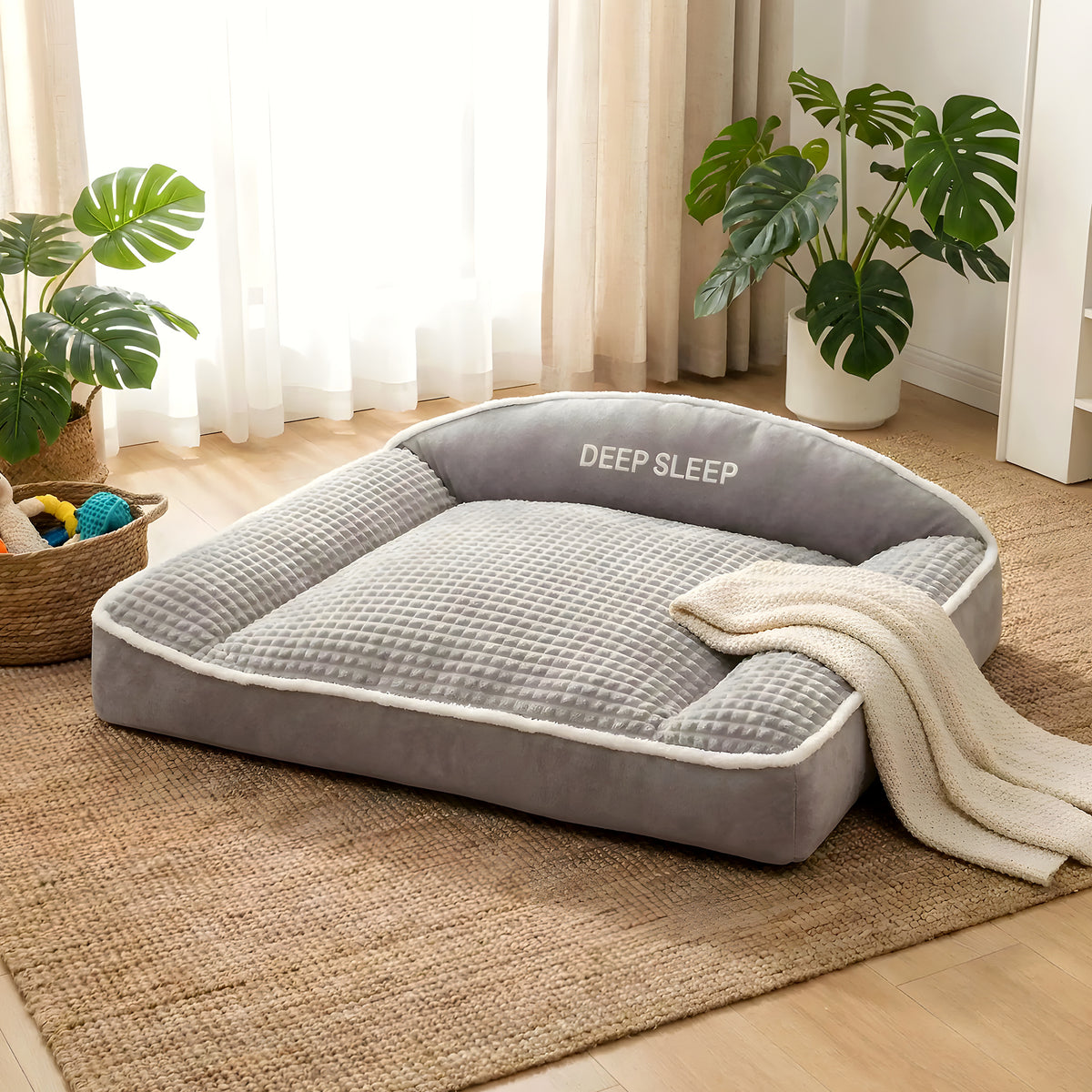 Coussin XXL en velours côtelé imperméable pour chien