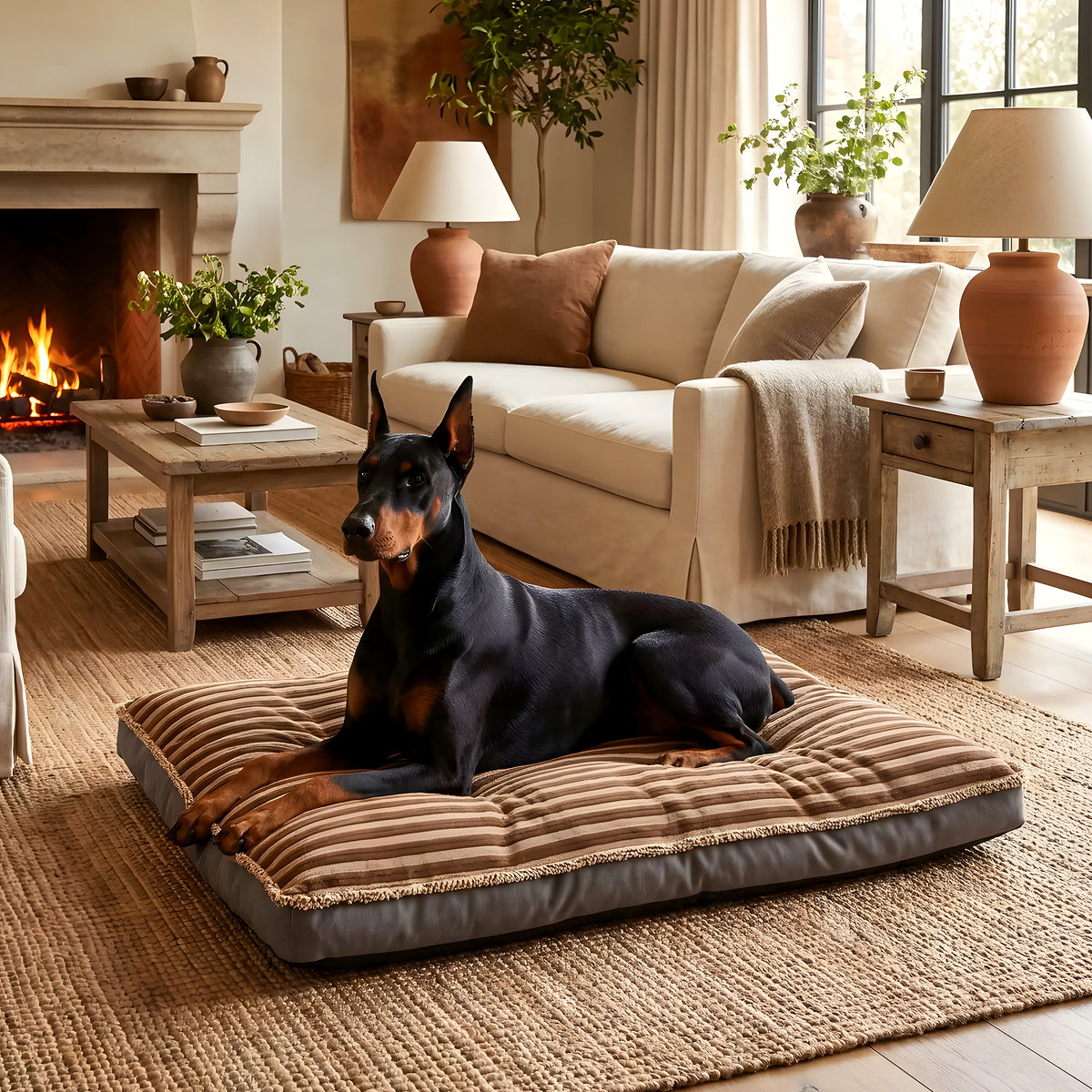 Coussin XXL en velours côtelé pour chien
