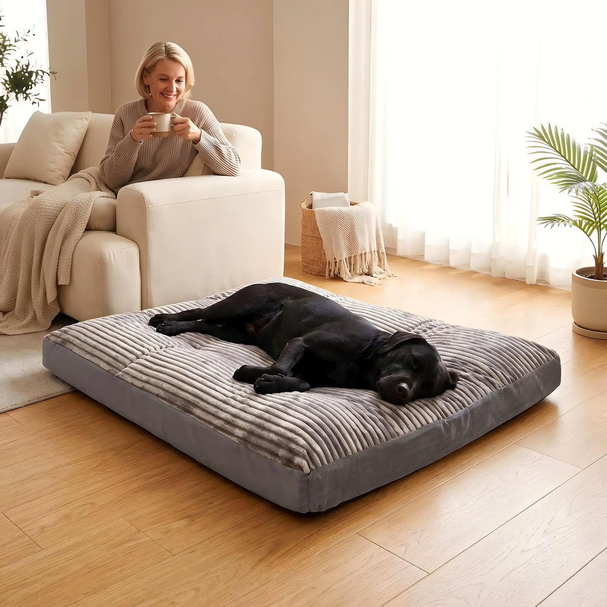 Coussin XXL en velours côtelé pour chien
