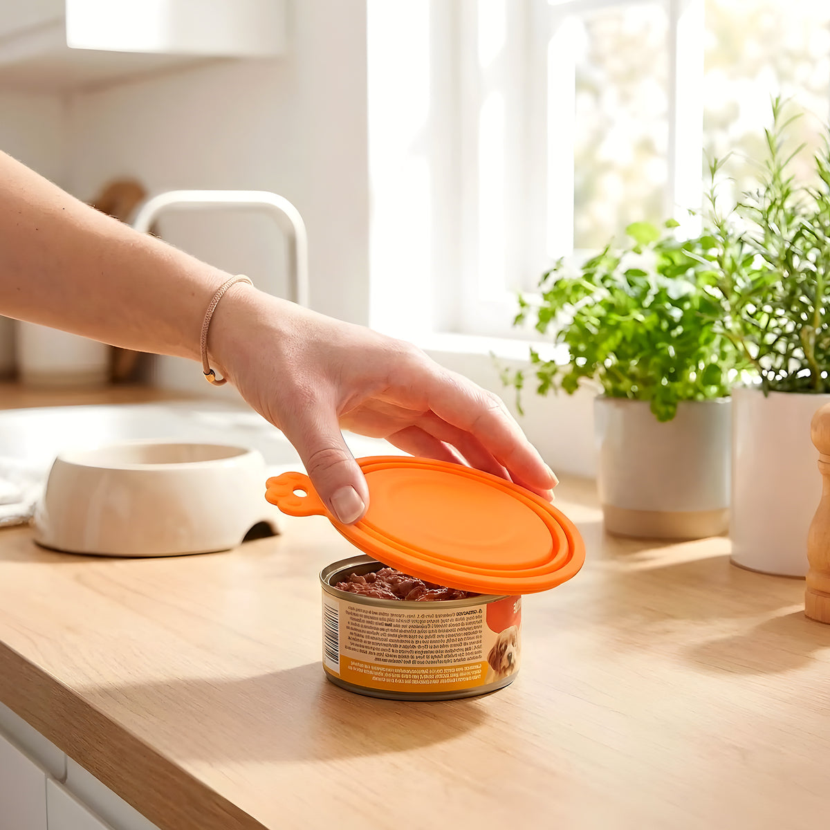 Couvercles en silicone pour boîtes de pâtée, lot de 5