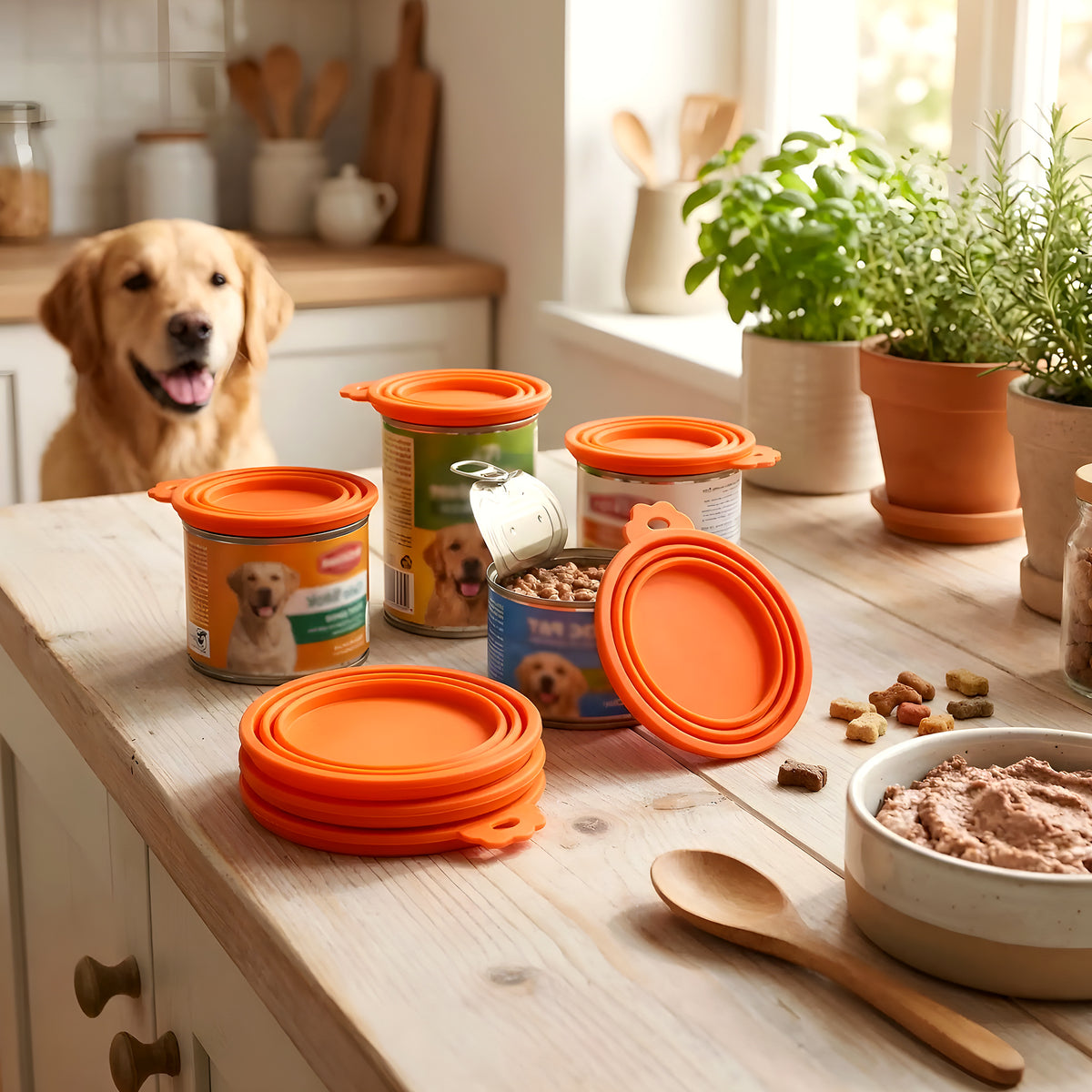 Couvercles en silicone pour boîtes de pâtée, lot de 5