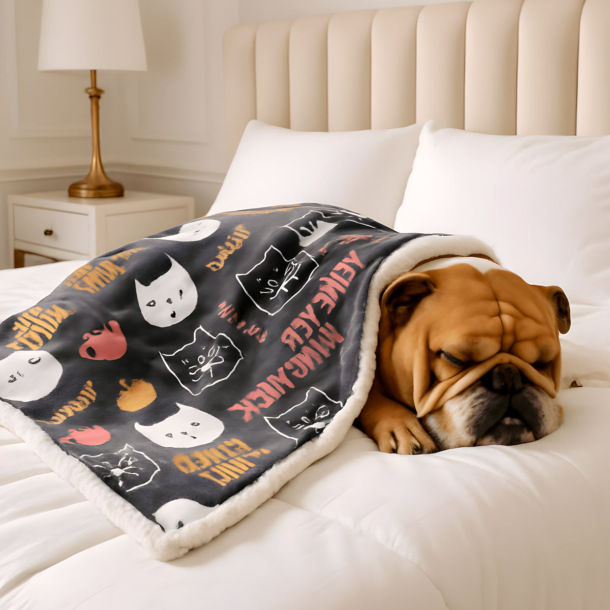 Couverture auto-chauffante multicolore en coton pour chien