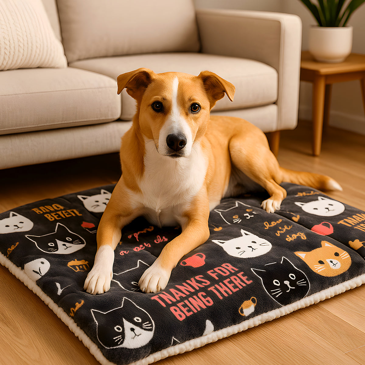 Couverture auto-chauffante multicolore en coton pour chien