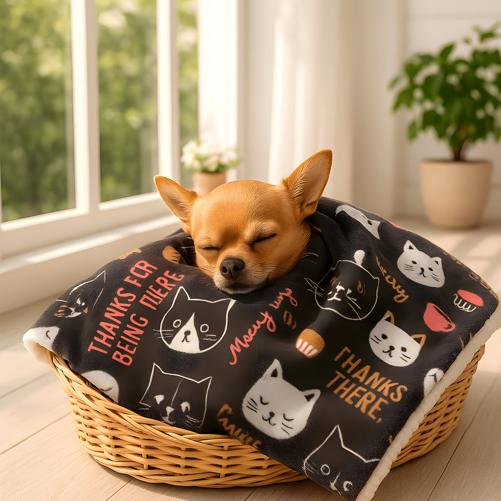 Couverture auto-chauffante multicolore en coton pour chien