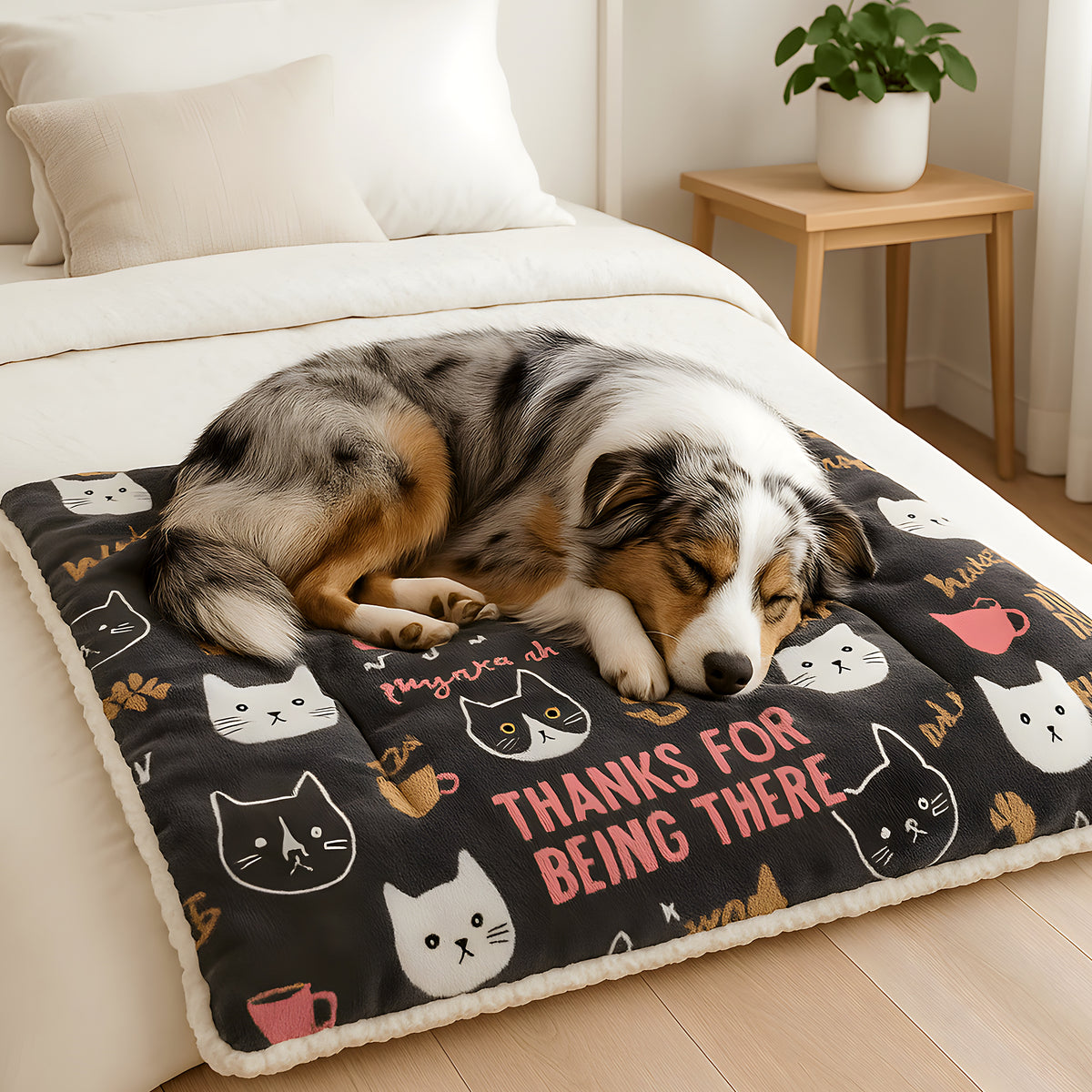Couverture auto-chauffante multicolore en coton pour chien