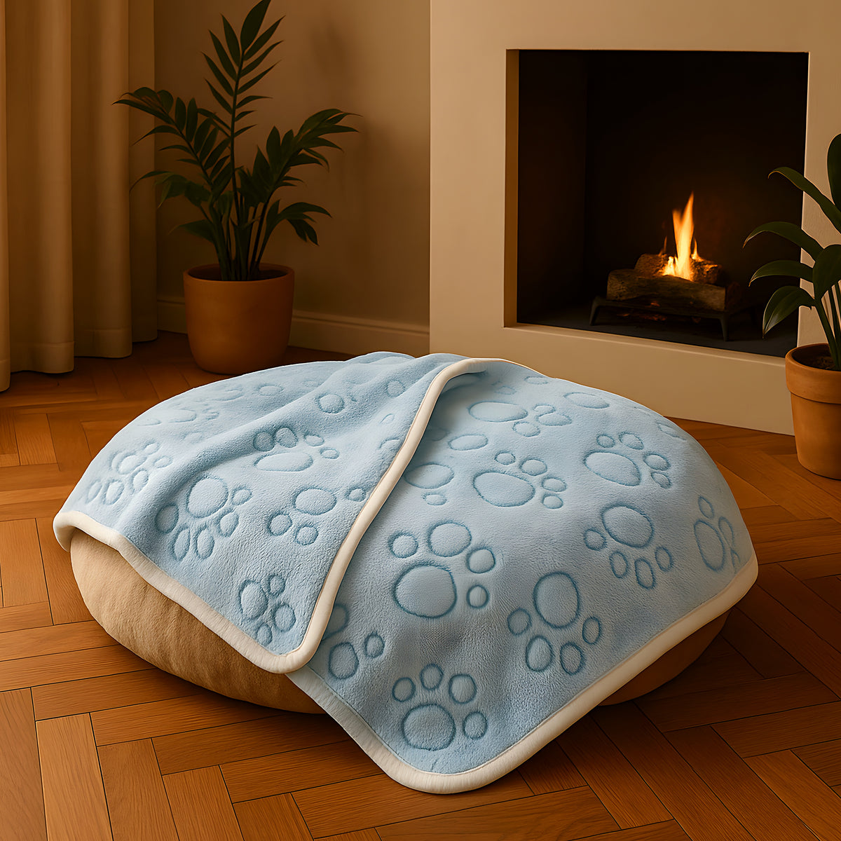 Couverture en flanelle motif pattes pour chien, 3 coloris