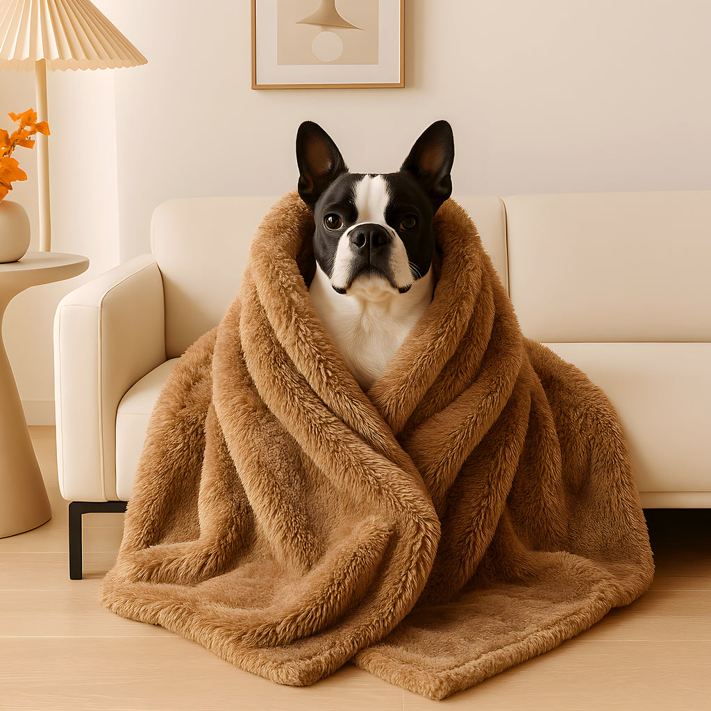 Couverture imperméable double face sherpa et fausse fourrure