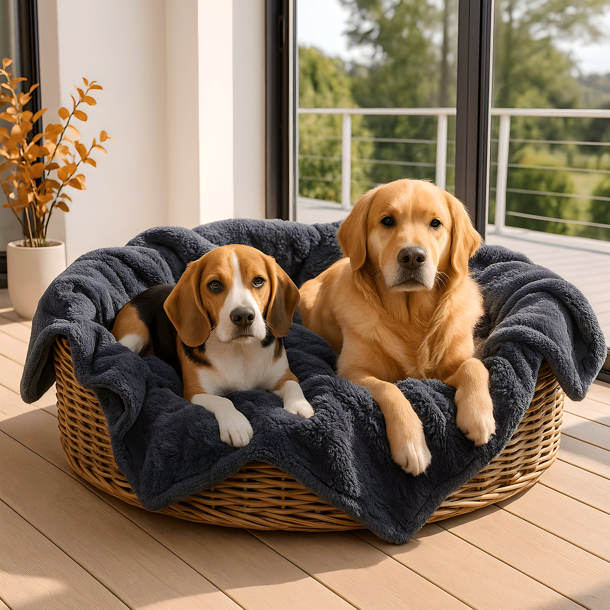 Couverture imperméable double face sherpa et fausse fourrure