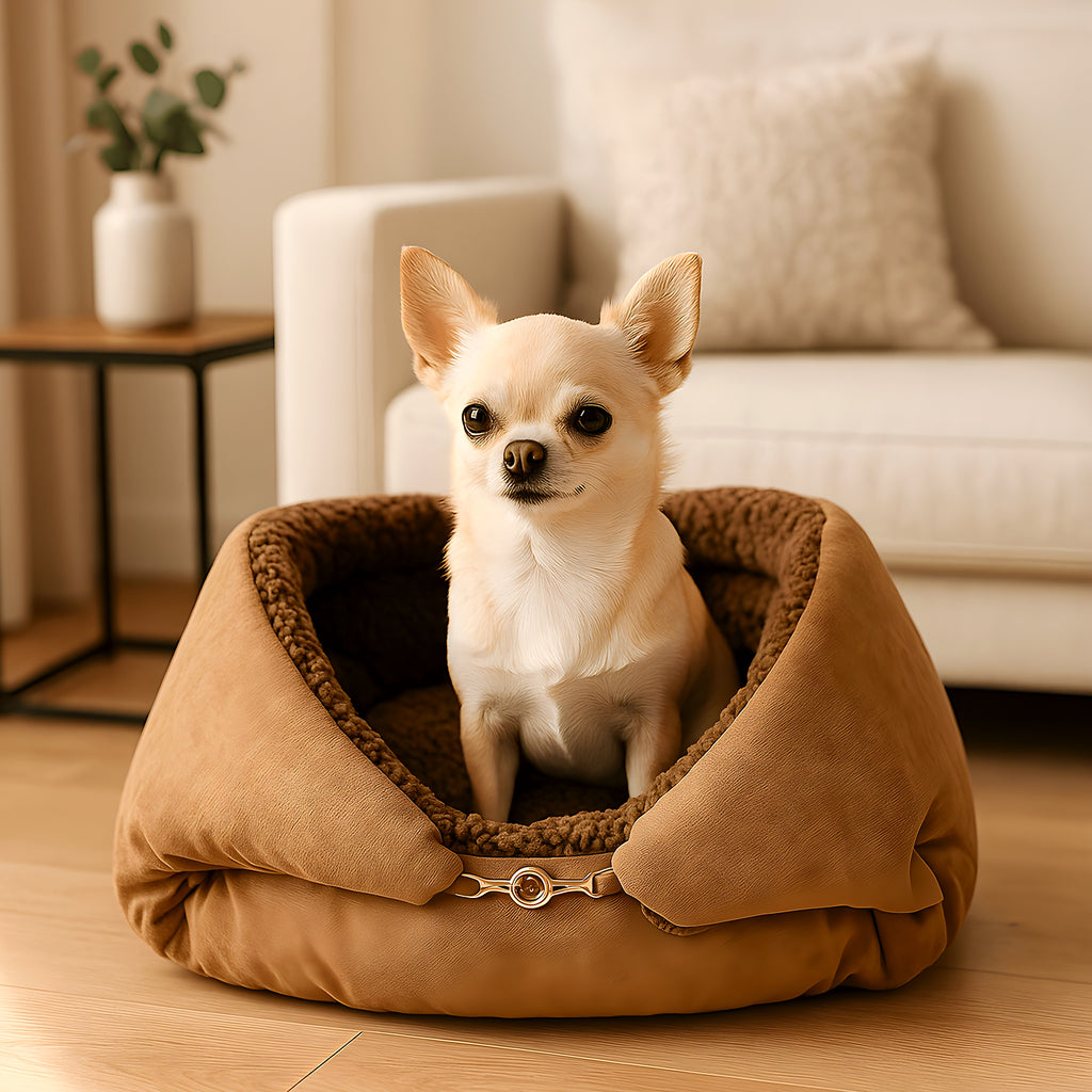 Couverture panier 2-en-1 en peluche pour petit chien