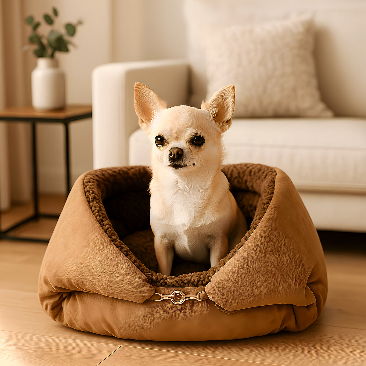 Couverture panier 2-en-1 en peluche pour petit chien
