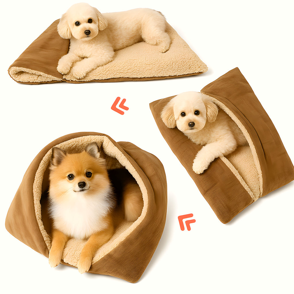 Couverture panier 2-en-1 en peluche pour petit chien
