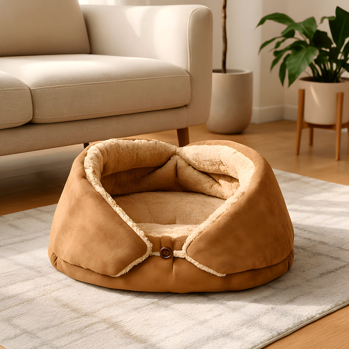 Couverture panier 2-en-1 en peluche pour petit chien