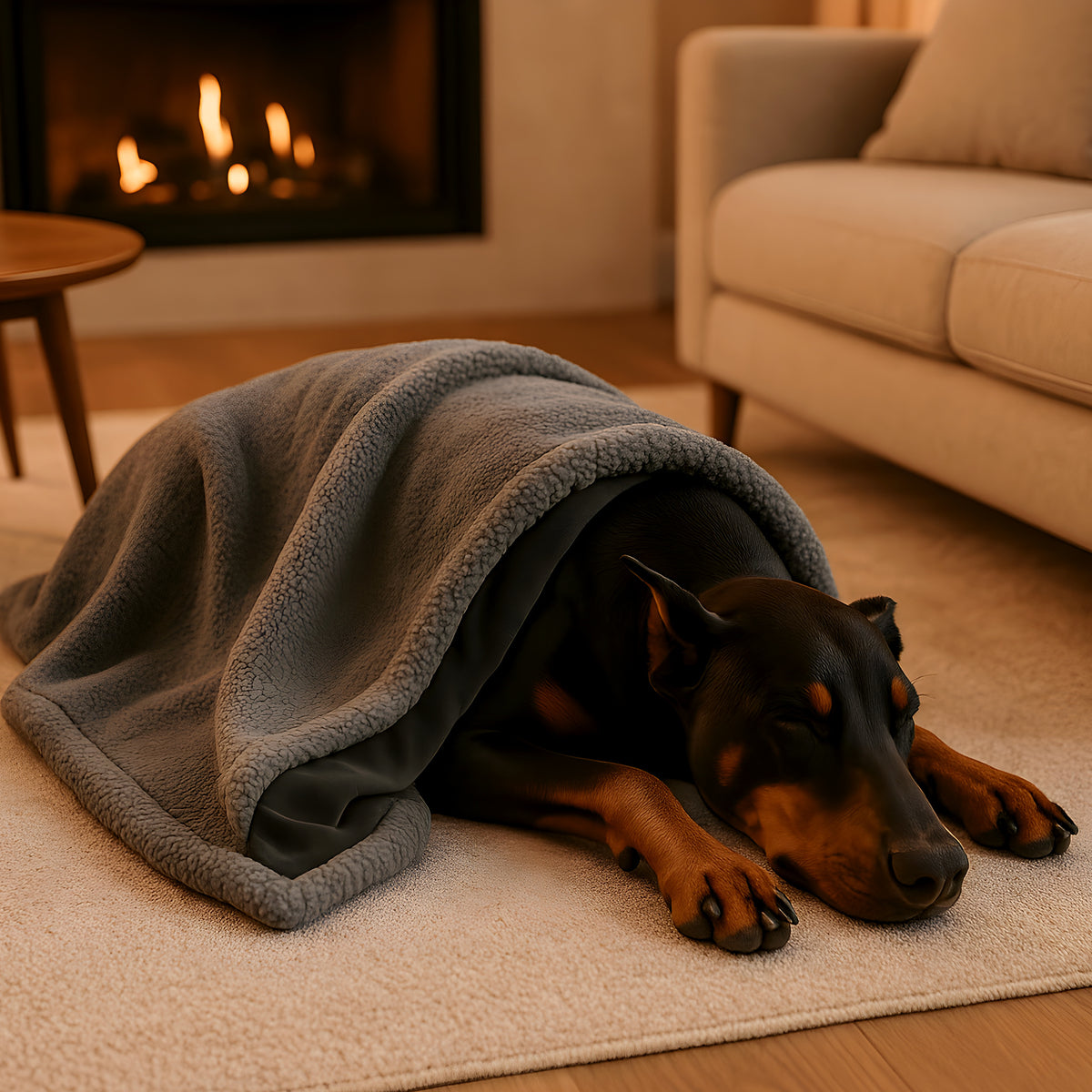 Couverture réversible sherpa et microfibre pour chien
