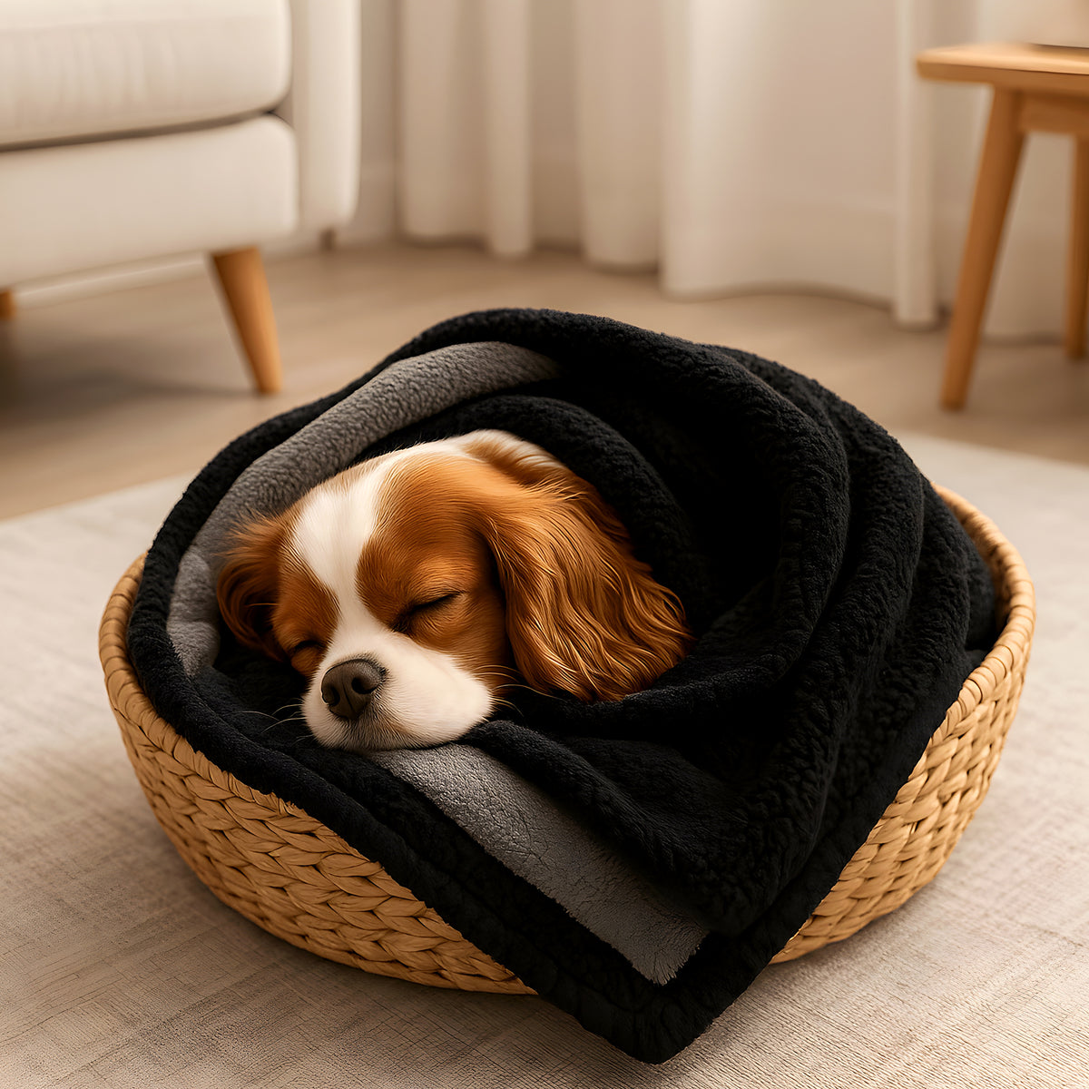 Couverture réversible sherpa et microfibre pour chien