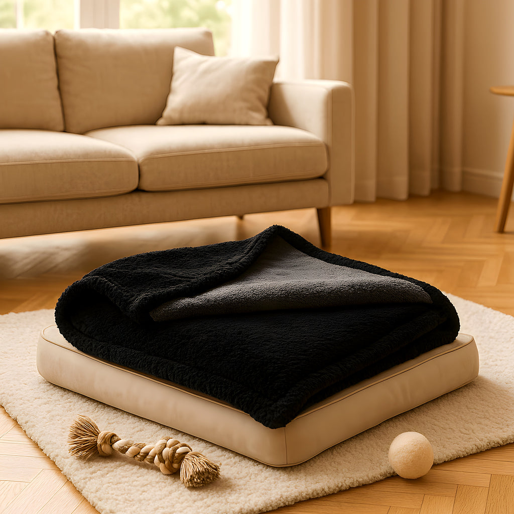 Couverture réversible sherpa et microfibre pour chien