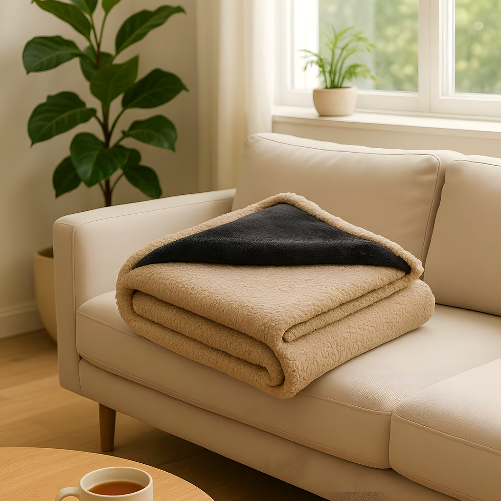 Couverture réversible sherpa et microfibre pour chien