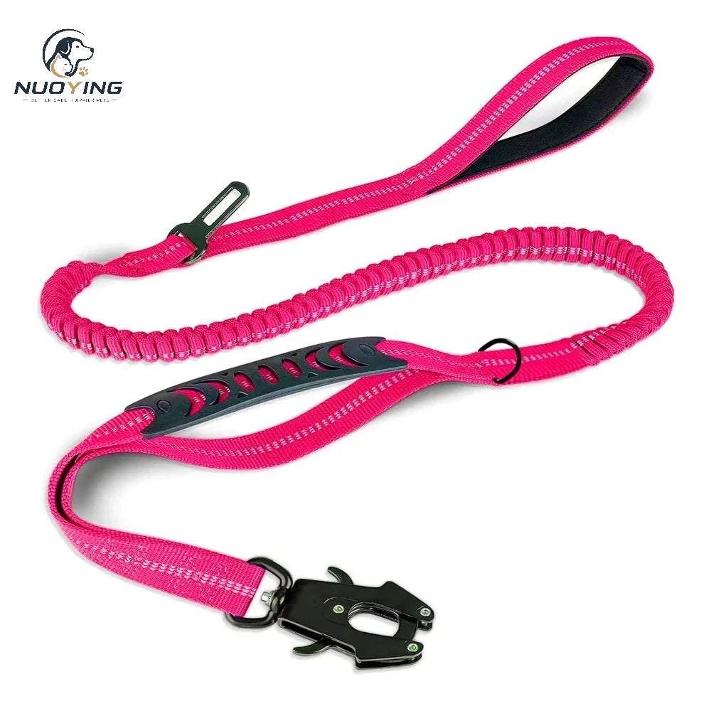 Laisse Tactique Pour Grand Chien Avec Amortisseur De Chocs Réfléchissant, Laisse Anti-Traction Avec Boucle De Ceinture De Sécurité Intégrée, Équipement Durable Pour La Randonnée Et Le Jogging En Extérieur