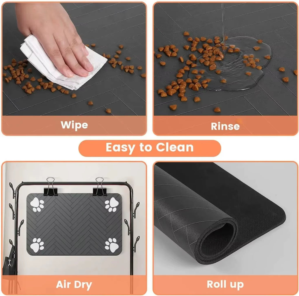 Tapis D'Alimentation Pour Animaux De Compagnie, Napperon Absorbant Pour Animaux De Compagnie, Support En Caoutchouc, Tapis D'Eau À Séchage Rapide Pour Chien Et Chat, Bol De Nourriture Et D'Eau Avec Étanche