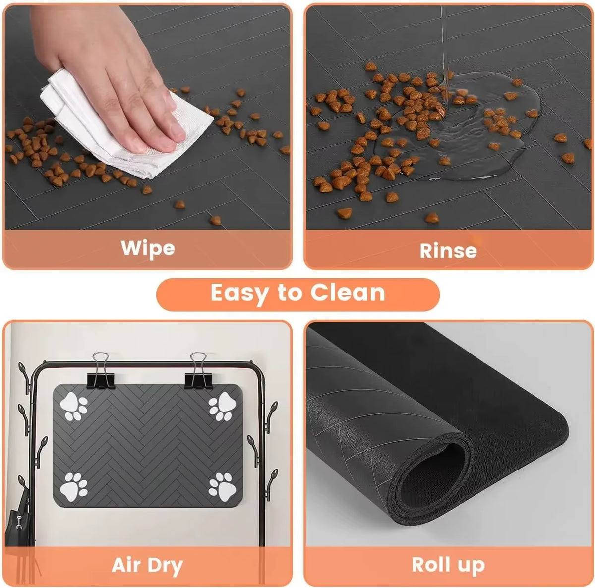 Tapis D'Alimentation Pour Animaux De Compagnie, Napperon Absorbant Pour Animaux De Compagnie, Support En Caoutchouc, Tapis D'Eau À Séchage Rapide Pour Chien Et Chat, Bol De Nourriture Et D'Eau Avec Étanche