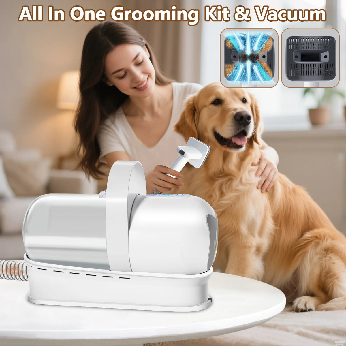 13000Pa Chien Toilettage Pour Animaux De Compagnie Sèche-Cheveux 7-En-1 Air Chaud Rapide Et Silencieux Sèche-Cheveux Pour Animaux De Compagnie Aspirateur Pour Chat Sèche-Cheveux Nettoyant