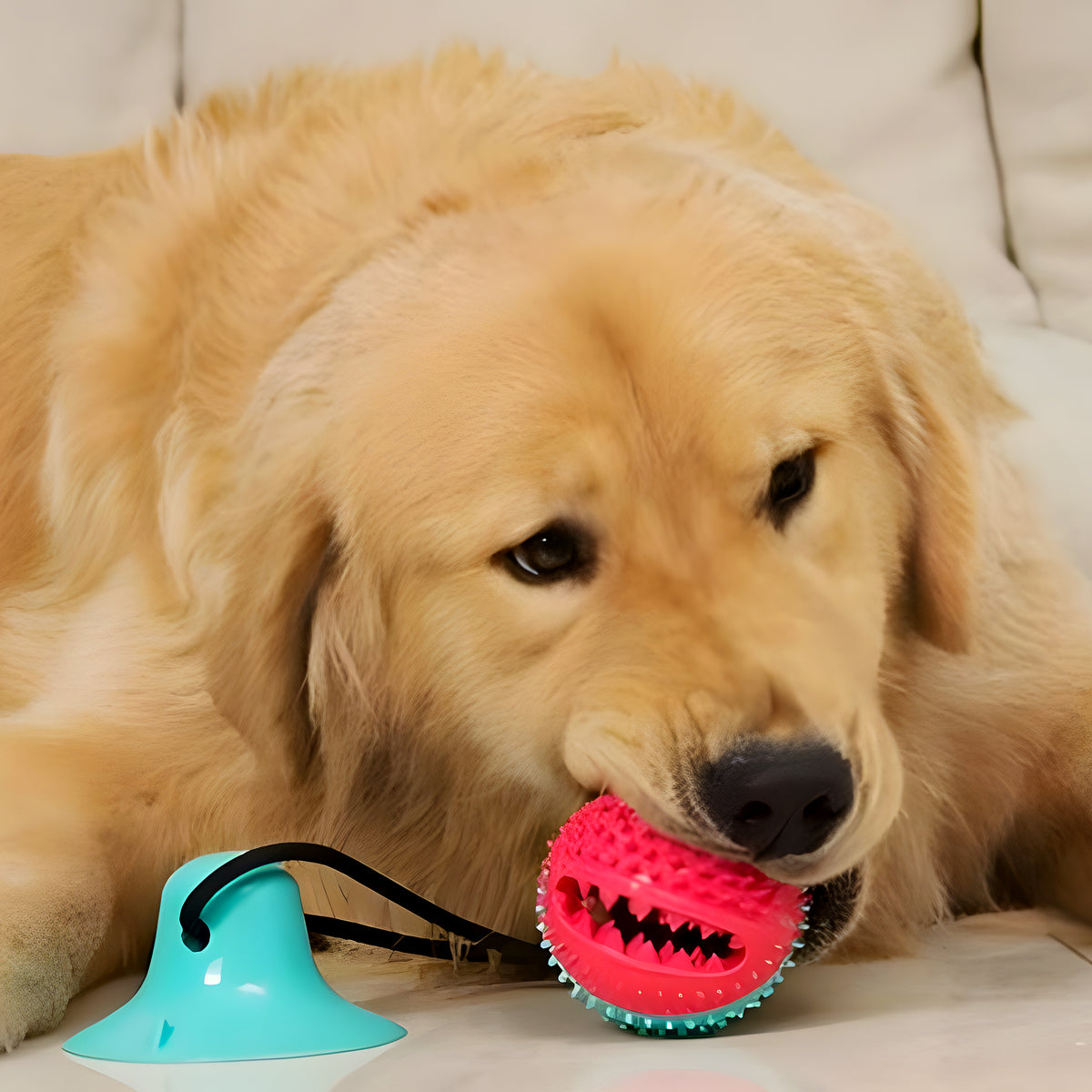 Distributeur de croquettes en caoutchouc naturel pour chien
