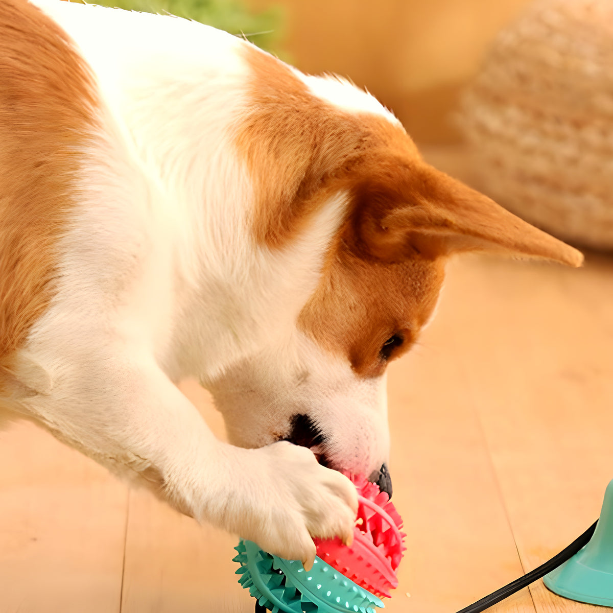 Distributeur de croquettes en caoutchouc naturel pour chien