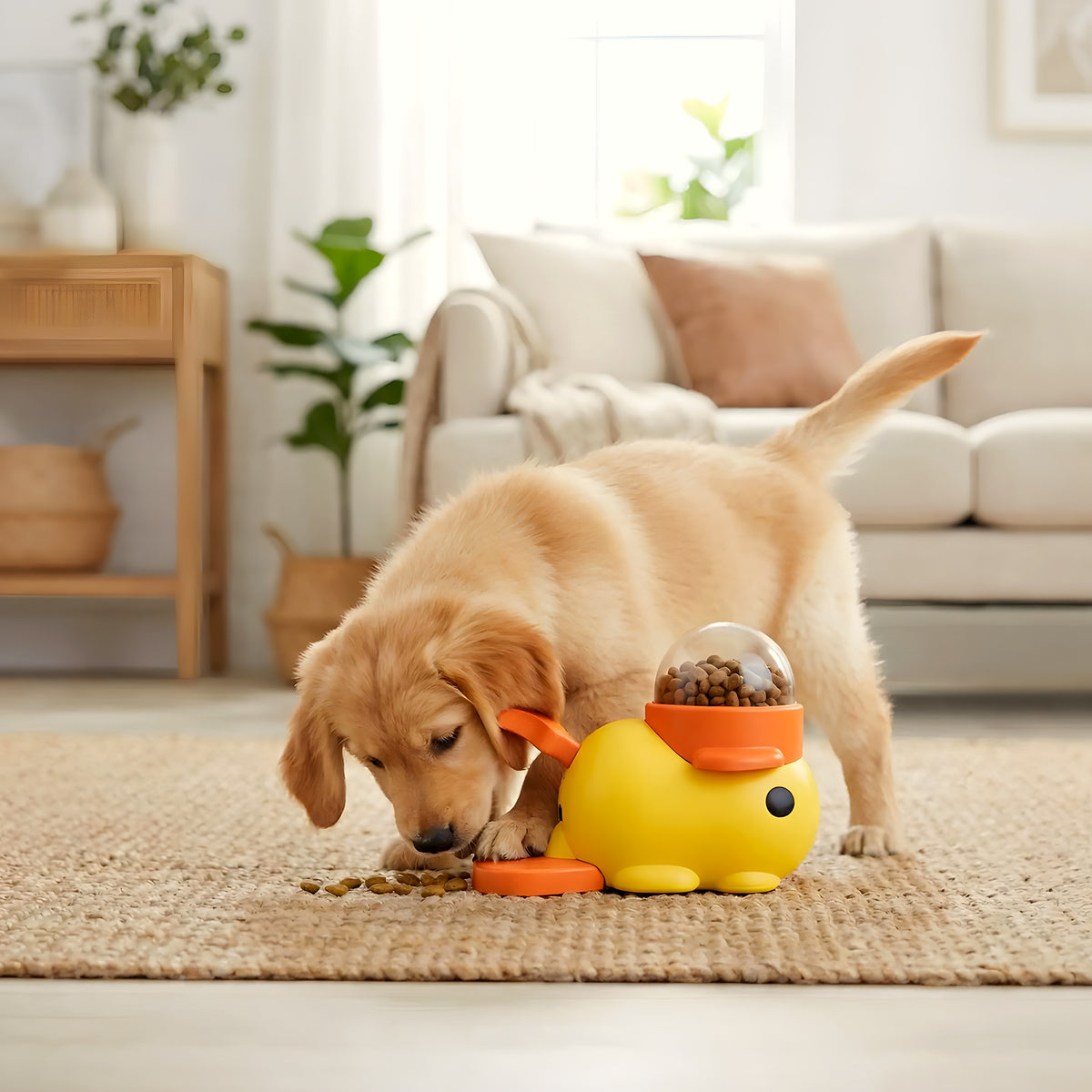 Distributeur de croquettes interactif en forme de canard