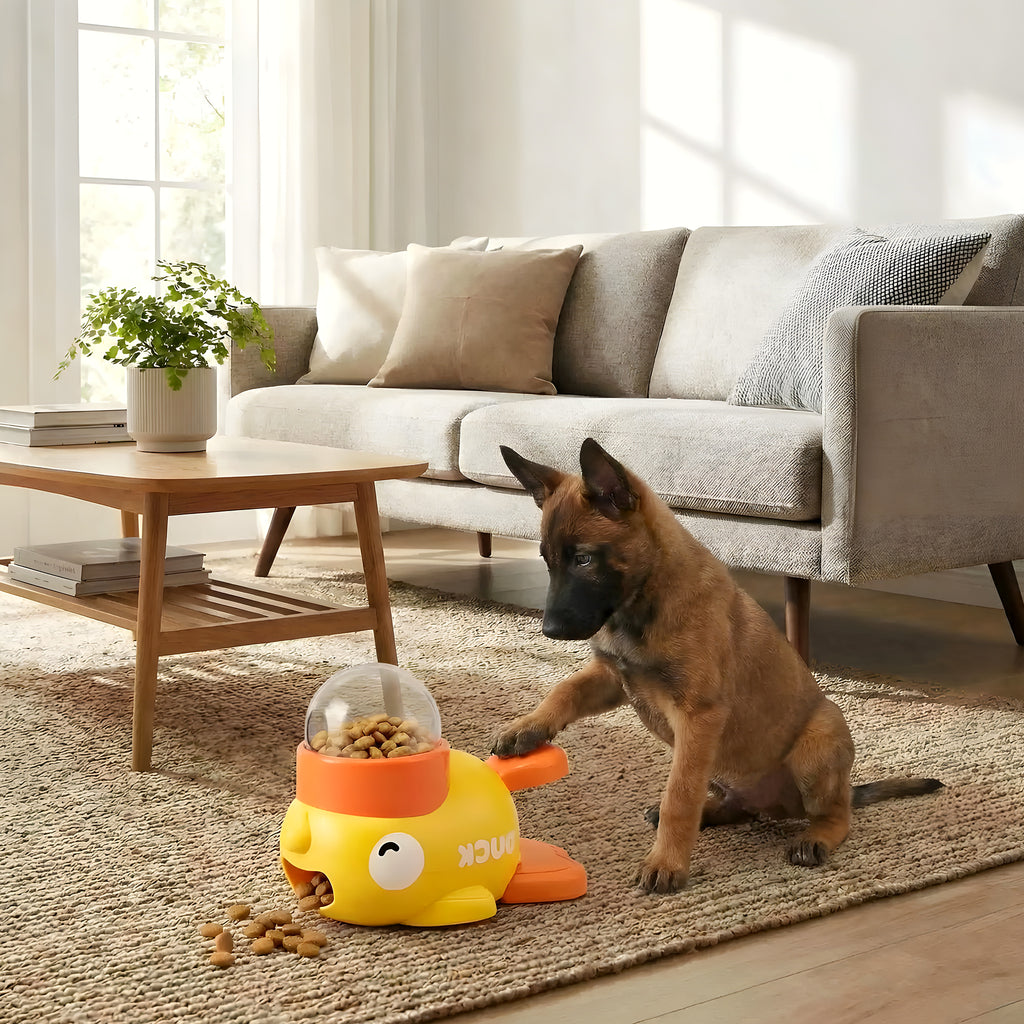 Distributeur de croquettes interactif en forme de canard