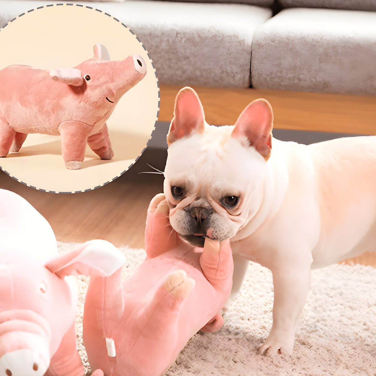 Doudou cochon en polaire anti-anxiété pour chien