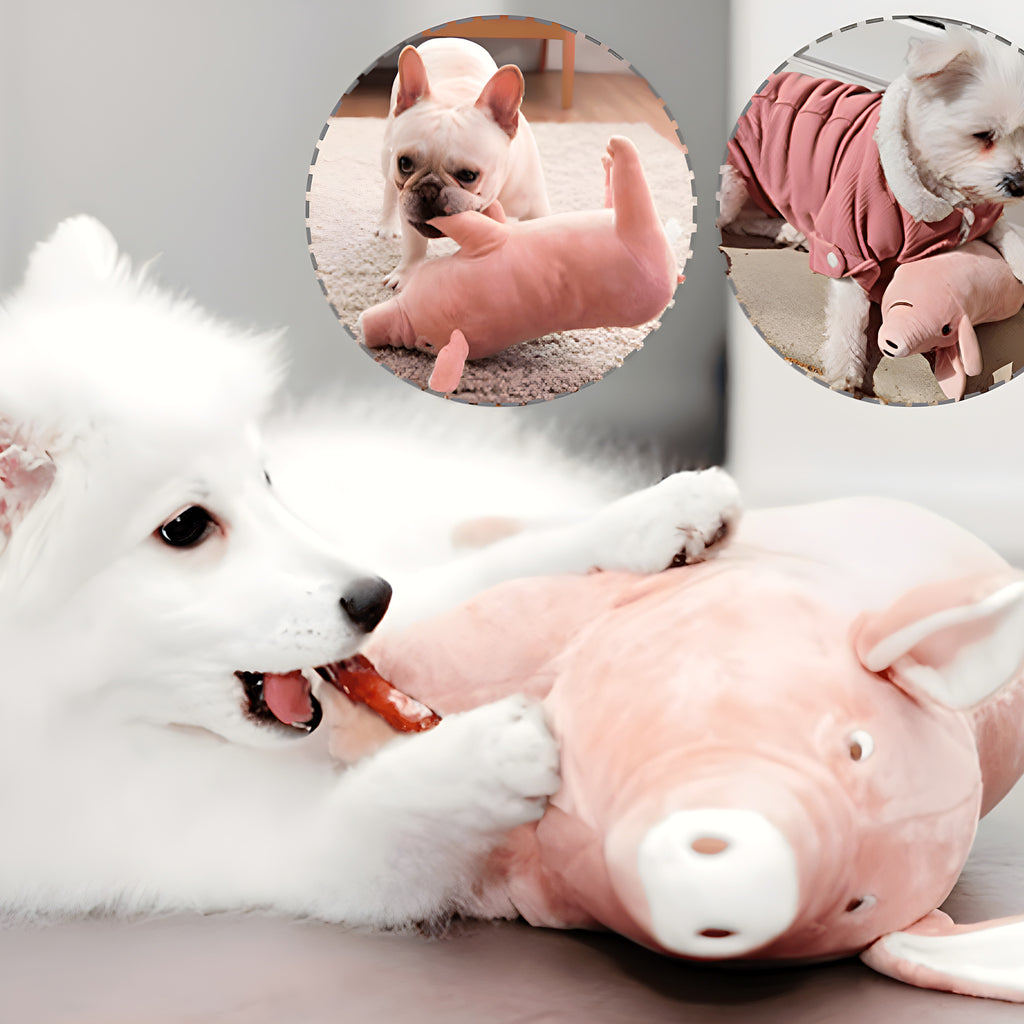 Doudou cochon en polaire anti-anxiété pour chien