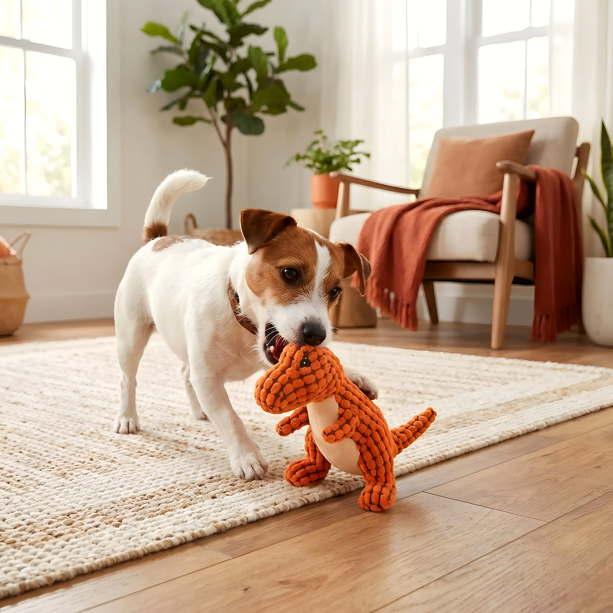 Doudou dinosaure en polaire pour chiot, 3 coloris