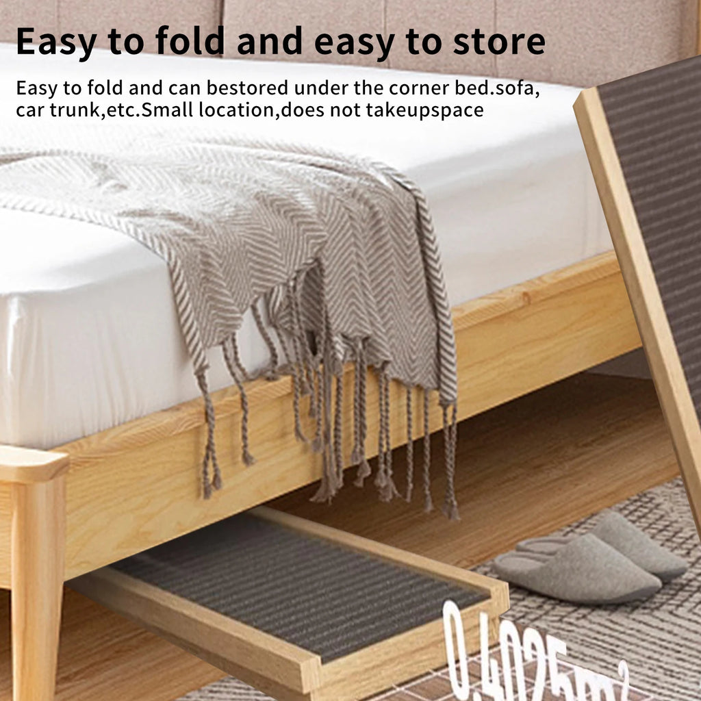 Rampe Pliable Pour Animaux De Compagnie, Réglable En Hauteur, En Bois, Avec Surface Antidérapante, Échelle De Sécurité Pour Chiens Et Chats Âgés
