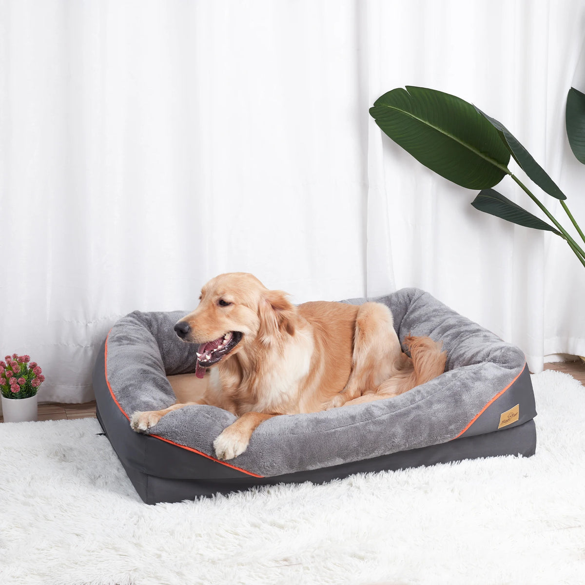 Grand Lit Pour Chien, Doux, Confortable, Anti-Allergie, Polaire Chaude, Housse Amovible Et Lavable, Lit Pour Animaux De Compagnie, Étanche