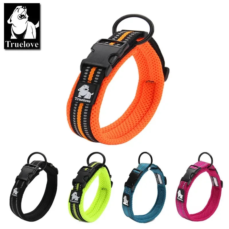 Collier Pour Chien  Réglable En Maille Rembourrée, Collier Pour Chien En Nylon Réfléchissant 3M, Durable Et Résistant Pour Toutes Les Races, Toutes Les Saisons, 8 Tailles